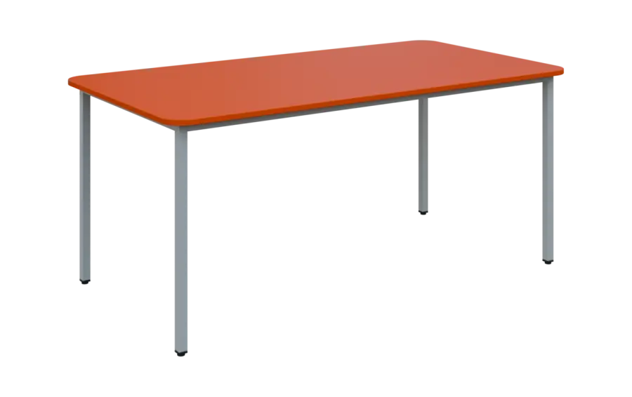 JSBR 170N Jídelní stůl 1700 x 900 mm, deska pomeranč / podnož stříbrná